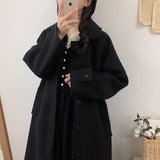 Gwmlk Woolen Coat Is Popular For Women In The Spring And Summer Of 2024, The New Korean Version Of Black Medium-Length Tweed Coat Is Popular To Thicken.