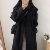 Gwmlk Woolen Coat Women's New Korean Version Of Black Medium-Length Tweed Coat Is Popular To Thicken Autumn And Winter