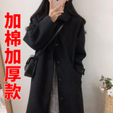 Gwmlk Woolen Coat Is Popular For Women In The Spring And Summer Of 2024, The New Korean Version Of Black Medium-Length Tweed Coat Is Popular To Thicken.