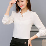 Gwmlk Daifei 2024 Winter Dress New Han Fan Chiffon Shirt Women's Long-Sleeved White Fashion Shirt Loose Blouse