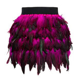 Gwmlk Costume Jazz Dance Luxury Peacock Feather Skirt Stage Dress Irregular Skirt