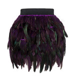 Gwmlk Costume Jazz Dance Luxury Peacock Feather Skirt Stage Dress Irregular Skirt