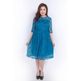 Gwmlk Style Fat MM Large Size Elegant Dress Dress Medium Sleeve Dress Lace Skirt