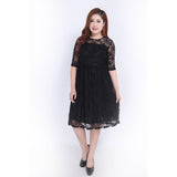 Gwmlk Style Fat MM Large Size Elegant Dress Dress Medium Sleeve Dress Lace Skirt