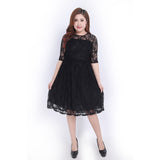 Gwmlk Style Fat MM Large Size Elegant Dress Dress Medium Sleeve Dress Lace Skirt