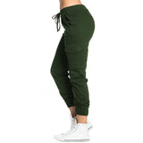 Gwmlk Women Solid Cargo Pants Multicolor Stretch Casual Lacing Drawstring High Waist Bottoms Trousers Fitness Tracksuit  High Hop Pant