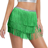 Gwmlk Women Sequin Tassel Tutu Skirt Rave Fringe Belly Dance Hip Scarf Wrap Skirt Club Mini Skirt Sexy Club party Clothing