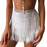 Gwmlk Women Sequin Tassel Tutu Skirt Rave Fringe Belly Dance Hip Scarf Wrap Skirt Club Mini Skirt Sexy Club party Clothing