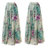 Gwmlk Boho Women Floral Jersey Gypsy Long Maxi Full Skirt Summer Beach Sun Skirt Holiday Casual Fashion Skirt