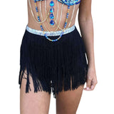 Gwmlk Women Sequin Tassel Tutu Skirt Rave Fringe Belly Dance Hip Scarf Wrap Skirt Club Mini Skirt Sexy Club party Clothing