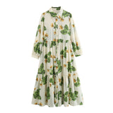 Gwmlk Summer Flower Printed Loose Shirt Long-Sleeved Dress 2183072