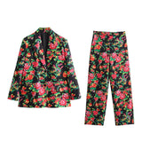 Gwmlk Big Flower Loose Suit Jacket Northeast Big Flower Cotton-Padded Jacket Leisure Trousers Suit