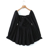 Gwmlk And Winter New Three-Dimensional Steel Trap Chest Pleated Back Long-Sleeved Dress