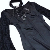 Gwmlk Autumn Style New Style Slim Velvet Dress With Dark Goth Horn Sleeves Tied With Forks