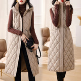 Long Down Cotton Vest Female 2024 New Winter Slim Foreign Style Over The Knee Vest Horse Clip Plus Thick Coat