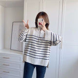 Gwmlk New Winter Sweater With Loose Stripes And Casual Sweaters