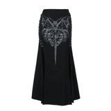 Gwmlk Summer 2024 New Spicy Girls Hip Skirt Gothic Print High Sexual Split Half Skirt Woman