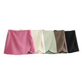 Gwmlk New Solid Color Fashion Style Short Style Four-Sided Bouncy Skirt Pants