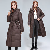 Size 2024 Winter Women Thickened Over The Knee Long Cotton-Padded Clothes Female Waist Slim Show Thin Senior Sense Coat