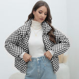 Gwmlk Plaid Women's Coat Bread Jacket Warm Down Cotton-Padded Jacket Women's Cotton-Padded Jacket