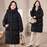 Wear Down Cotton Clothes Female Medium Long Korean Version Cotton-Padded Clothes Fat Mm280 Catties Large Size Women's Wear Thick Cotton-Padded Jacket Coat Tide