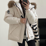 Jacket Female Winter New 2024 Small Couples Overalls Down Cotton Suit Big Wool Collar Pie To Overcome The Thick Coat