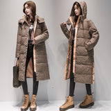 Down Cotton-Padded Jacket Female Long Style Over The Knee Thick 2024 Winter New Thousand Bird Case Cotton-Padded Jacket Bread Coat