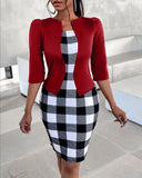 Gwmlk Independent Station New Large-Size Checkered Printed Fashion Dress Woman