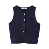 Gwmlk 2024 New Street Style Simple And Slim Short Knitted Vest 5536027