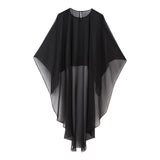 Gwmlk New Pure Color Tulle Asymmetrical Cloak Coat 8741204