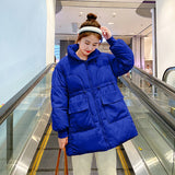 Jacket Korean Version Ins Long Winter New Bright Face Down Cotton-Padded Jacket Loose Bread Clothes Cotton-Padded Jacket Add Thick Coat