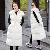 Cotton Jacket Vest Women's Medium Long Coat 2024 New Autumn And Winter Vest Through The Knee Horse Clip Thickened