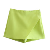 Gwmlk New Korean Version Of High Waist And Long Legs Asymmetrical Candy Colored Skirt Skirt Pants