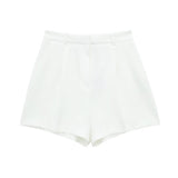 Gwmlk New Spring Style High Waist Shows Thin Pleated Casual Shorts 1478030