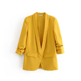 Gwmlk Spring Style Pleated Sleeve Sag Urban Leisure Candy Color Women's Suit Coat