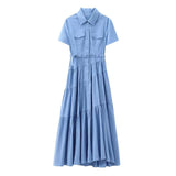 Gwmlk New Spring Style Spliced Dress With Belt Shirt 2240371