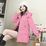 Temperament Hooded Long Down Cotton-Padded Jacket Female 2024 Winter New Slim Show Cotton-Padded Jacket Versatile Coat