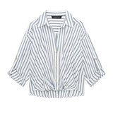 Gwmlk Spring Blended Striped Loose Casual Shirt 3035787