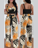 Gwmlk Independent Station Spring And Summer New Fashion Printing Suspenders To Attract 2-Piece Sets Of Trousers