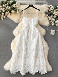 Gwmlk Sensation Socialite Dress Dress Heavy Industry Embroidery Three-Dimensional Lace Dress Design Sense Suspender Dress