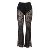 Gwmlk New Ins Bohemian Perspective Bell-Bottoms Women's 2024 Black Casual Long-Legged Trousers