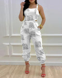 Gwmlk New Style Independent Station Fashion Braces Fashion Style Printed Conjoined Trousers Spot Girl