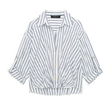 Gwmlk Spring Blended Striped Loose Casual Shirt 3035787