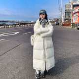 Clothes Female 2024 New Korean Version Loose Winter High Collar Long East Gate Over The Knee Down Cotton-Padded Jacket Coat