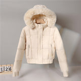 Clothes Female 2024 New Winter Add Velvet Add Thick Fashion Cotton-Padded Jacket Small Hooded Short Long-Sleeved Cotton Coat Coat