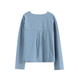 Gwmlk New French Short Version V-Collar Shirt A-Shaped Skirt Pull-Rope Straight Jeans