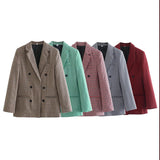 Gwmlk New Five-Color Casual Loose Thousand Bird Checkered Suit Coat