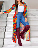 Gwmlk Autumn And Winter Women's Wear New Long-Sleeved Printing Long-Style Leisure Long-Style Coat