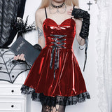 Gwmlk Autumn New Sexy Halter Dress Dark Death Note Leather Strap A Pendulum Dress For Women