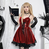 Gwmlk Autumn New Sexy Halter Dress Dark Death Note Leather Strap A Pendulum Dress For Women